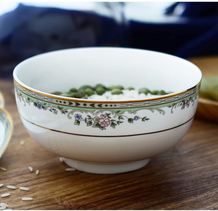 Tangshan bone China 5-inch noodle bowl rice bowl porridge bowl Breakfast medium Korean household bowl microwave tableware rice
