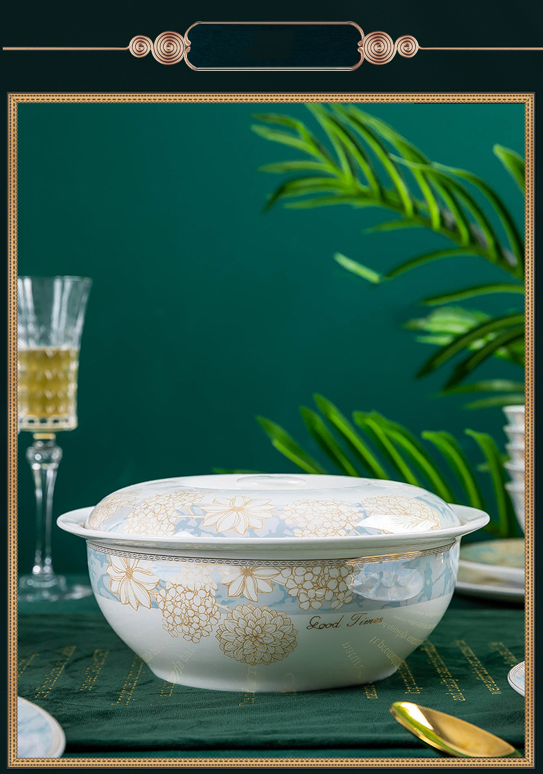 Jingdezhen ceramic tableware dish set Nordic bone China bowl plate stall wholesale bowl household set gift box