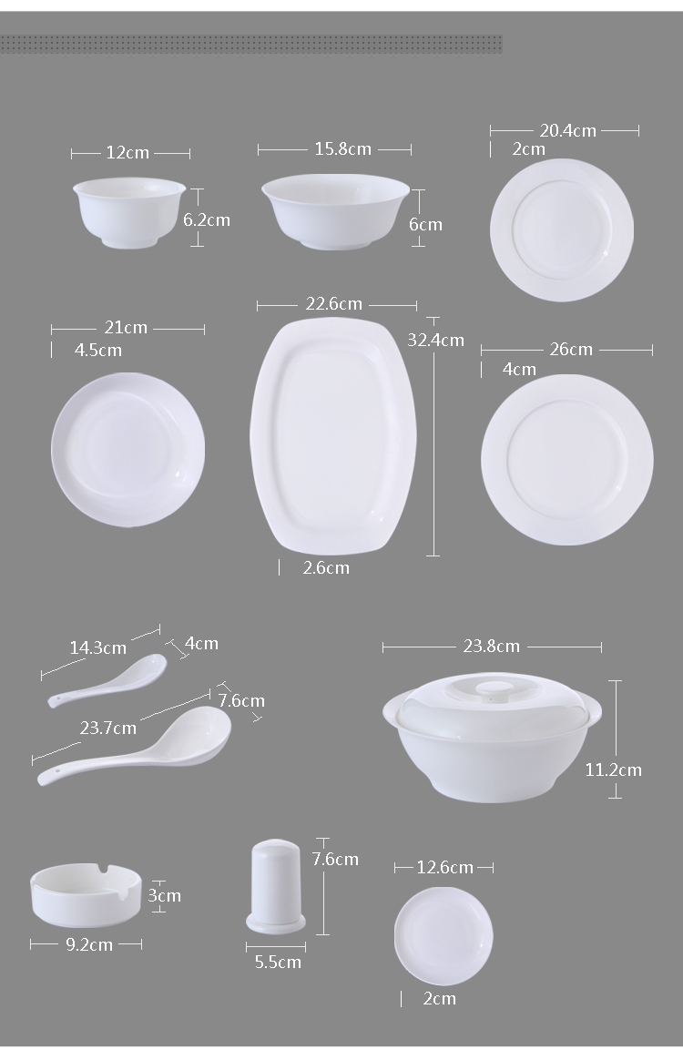 Tangshan Chinese bone China tableware set Korean household bowl and plate set housewarming gift