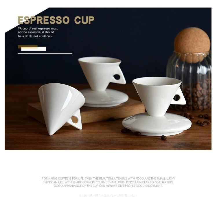 Tangshan bone China high appearance level creative couple coffee cup saucer set bone China ceramic cup special-shaped restaurant wholesale