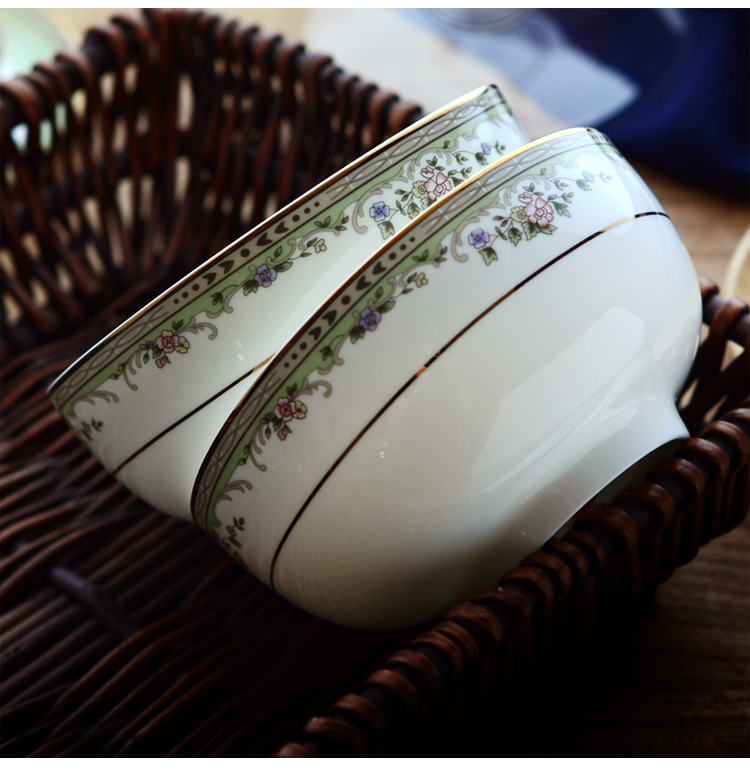 Tangshan bone China 5-inch noodle bowl rice bowl porridge bowl Breakfast medium Korean household bowl microwave tableware rice