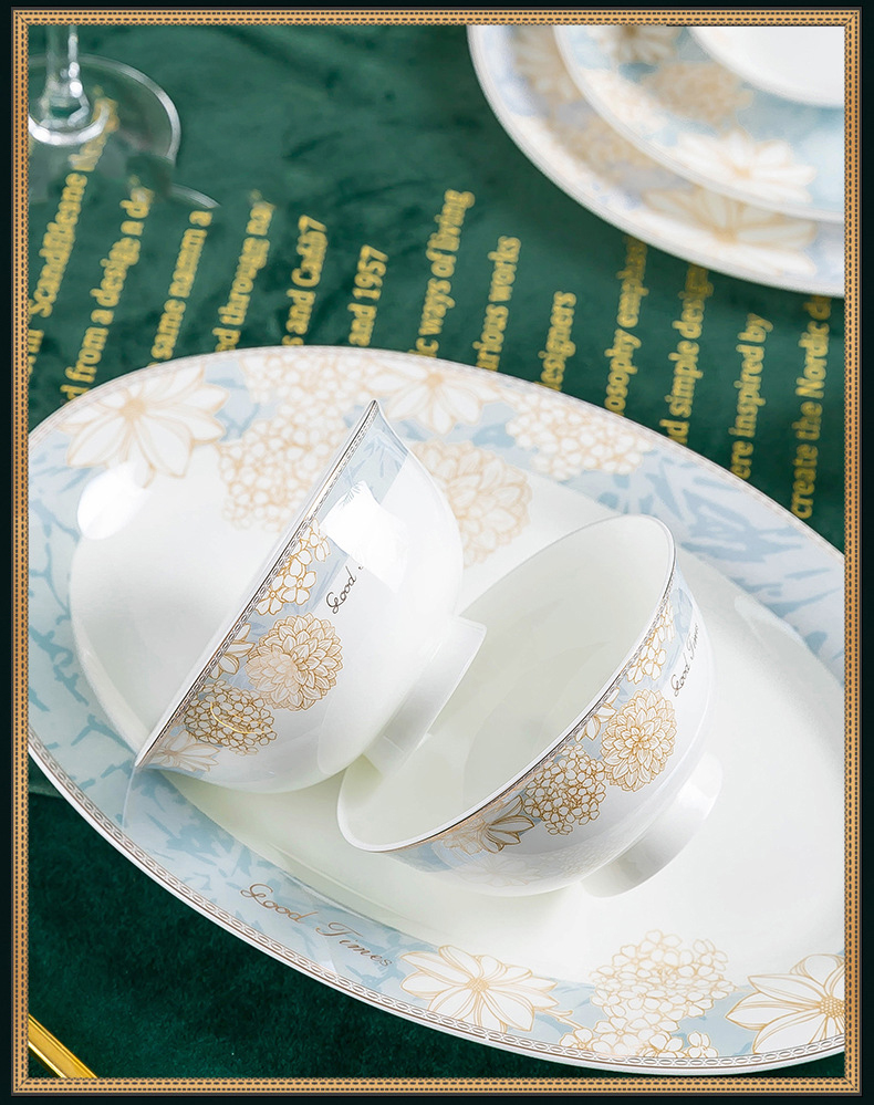 Jingdezhen ceramic tableware dish set Nordic bone China bowl plate stall wholesale bowl household set gift box