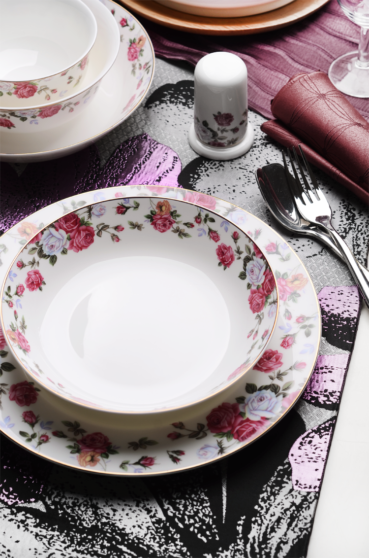 Tangshan Chinese bone China tableware set Korean household bowl and plate set housewarming gift