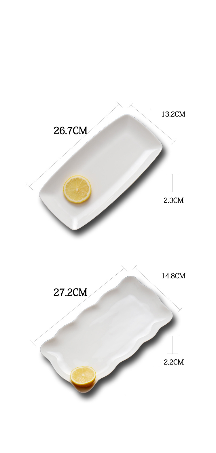 Tangshan bone China plate pure white ceramic rectangular plate long fish plate wholesale Nordic wind sushi plate home