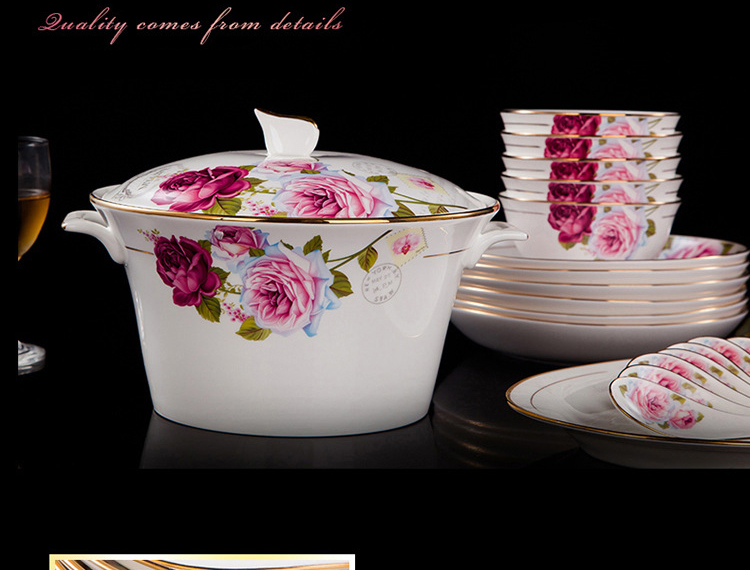 Jingdezhen ceramic bowl tableware set bone China home rice bowl chopsticks high bowl Bone dish dish dish dish gift box soup bowl