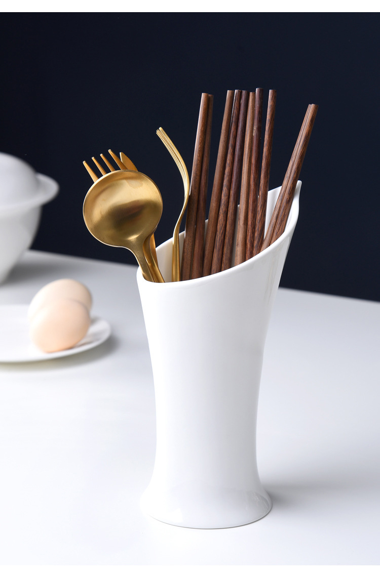 Light luxury European ceramic chopstick tube chopstick household chopsticks storage box Nordic kitchen drain chopsticks bucket storage rack