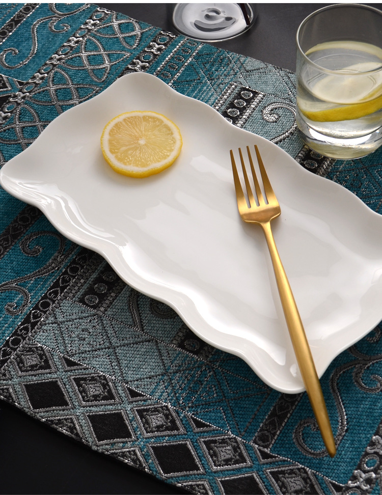 Tangshan bone China plate pure white ceramic rectangular plate long fish plate wholesale Nordic wind sushi plate home