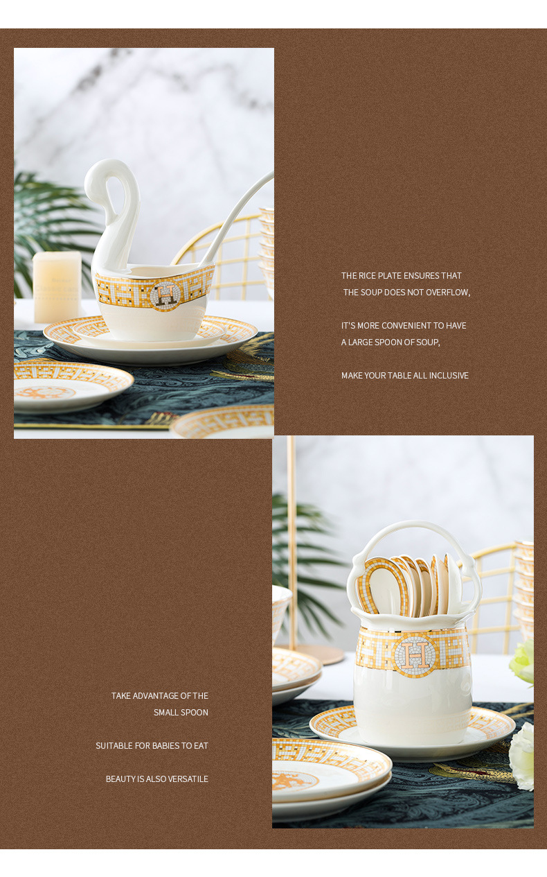 Jingdezhen ceramic plate export gift dishes household bowl bone China bowl set kitchenware porcelain bowl wholesale