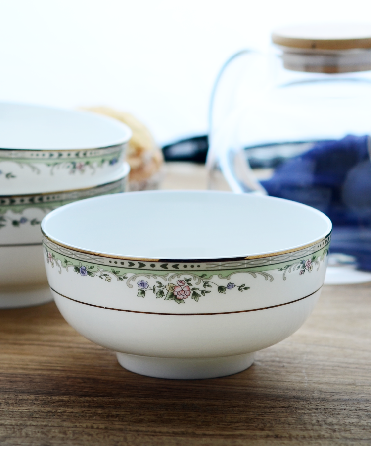 Tangshan bone China 5-inch noodle bowl rice bowl porridge bowl Breakfast medium Korean household bowl microwave tableware rice