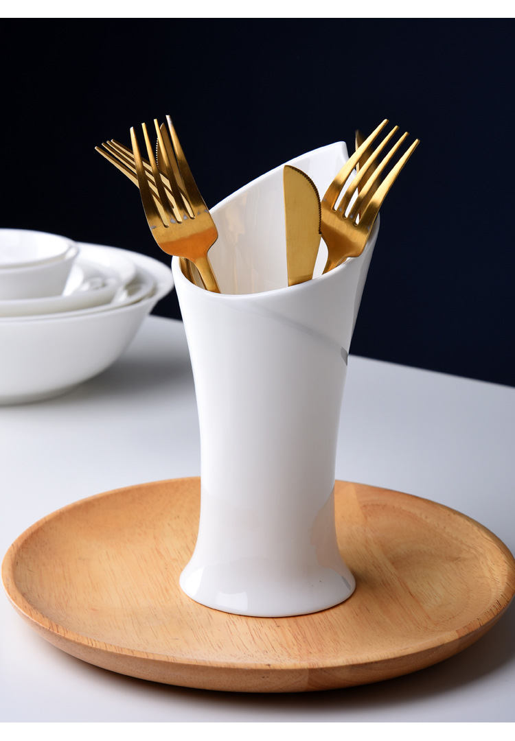Light luxury European ceramic chopstick tube chopstick household chopsticks storage box Nordic kitchen drain chopsticks bucket storage rack