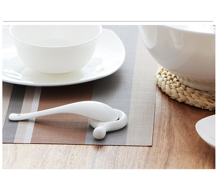 Ceramic spoon pad household double spoon chopsticks bone China chopsticks rack pure white hotel spoon rack wholesale