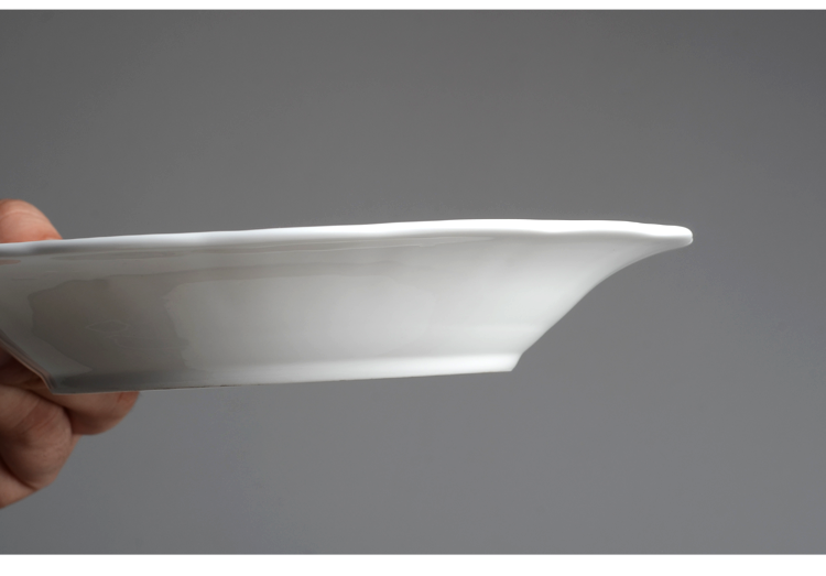 Flower relief pure white bone China tableware 7.5/8 inch soup plate Hot dish Deep dish dish household ceramic