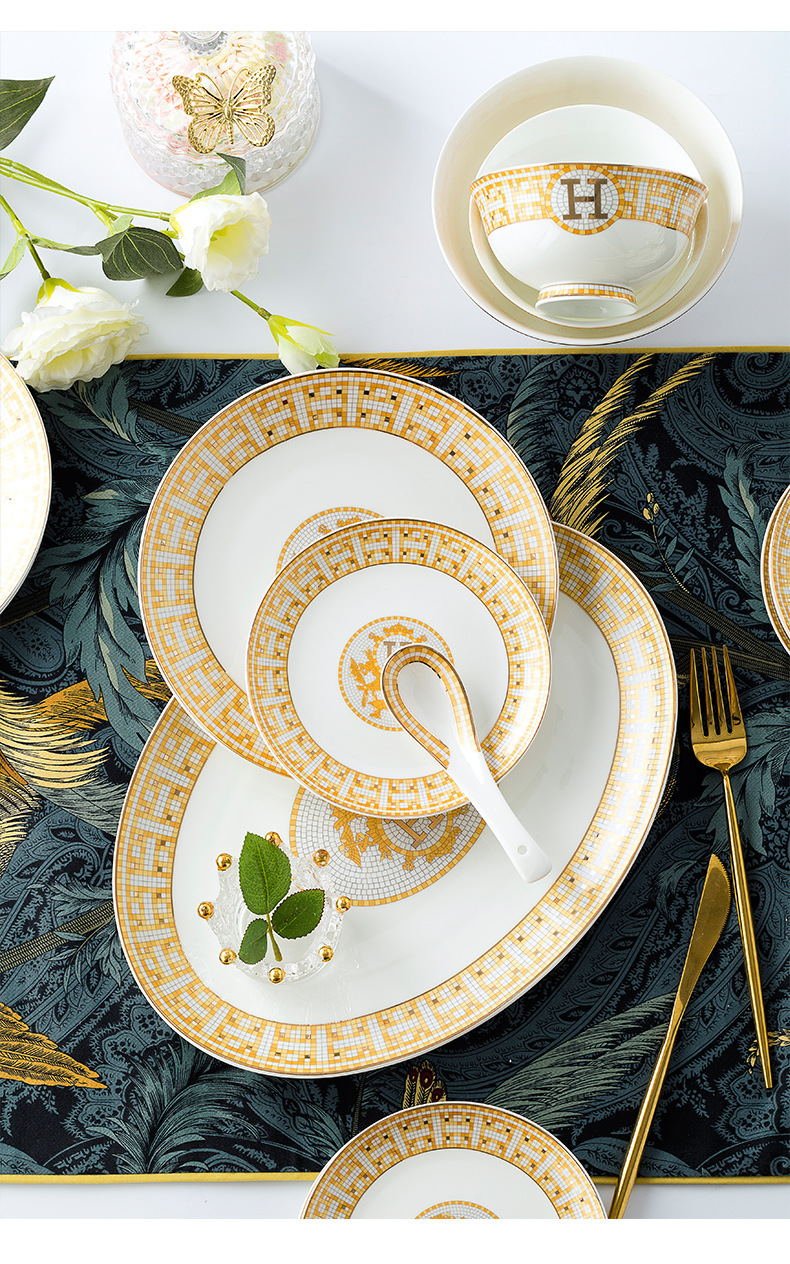 Jingdezhen ceramic plate export gift dishes household bowl bone China bowl set kitchenware porcelain bowl wholesale