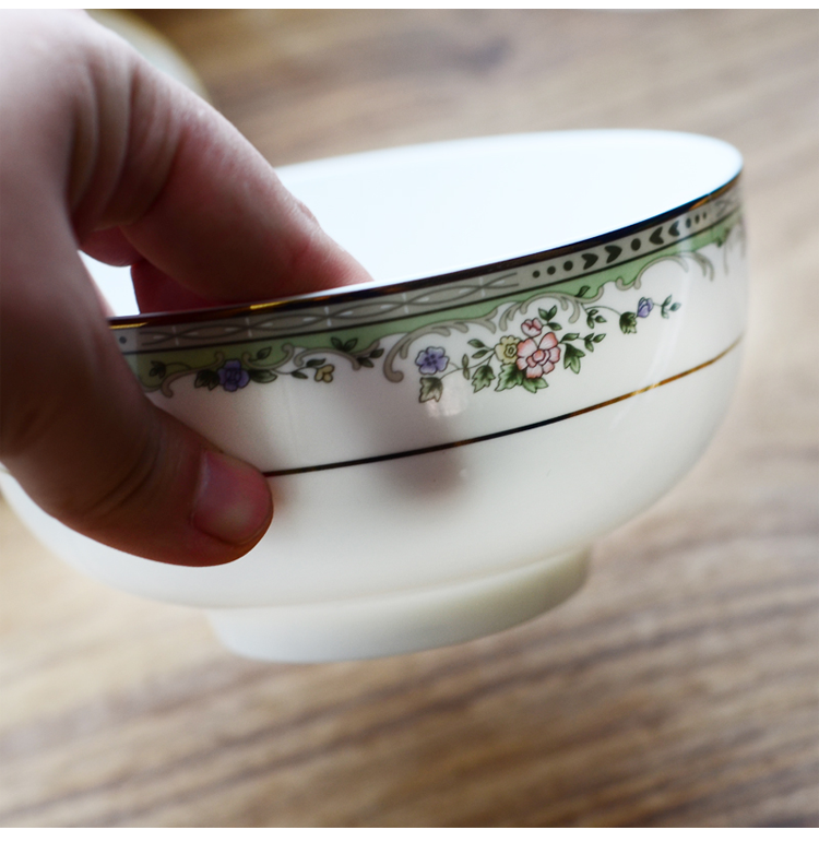 Tangshan bone China 5-inch noodle bowl rice bowl porridge bowl Breakfast medium Korean household bowl microwave tableware rice