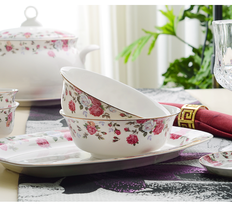 Tangshan Chinese bone China tableware set Korean household bowl and plate set housewarming gift