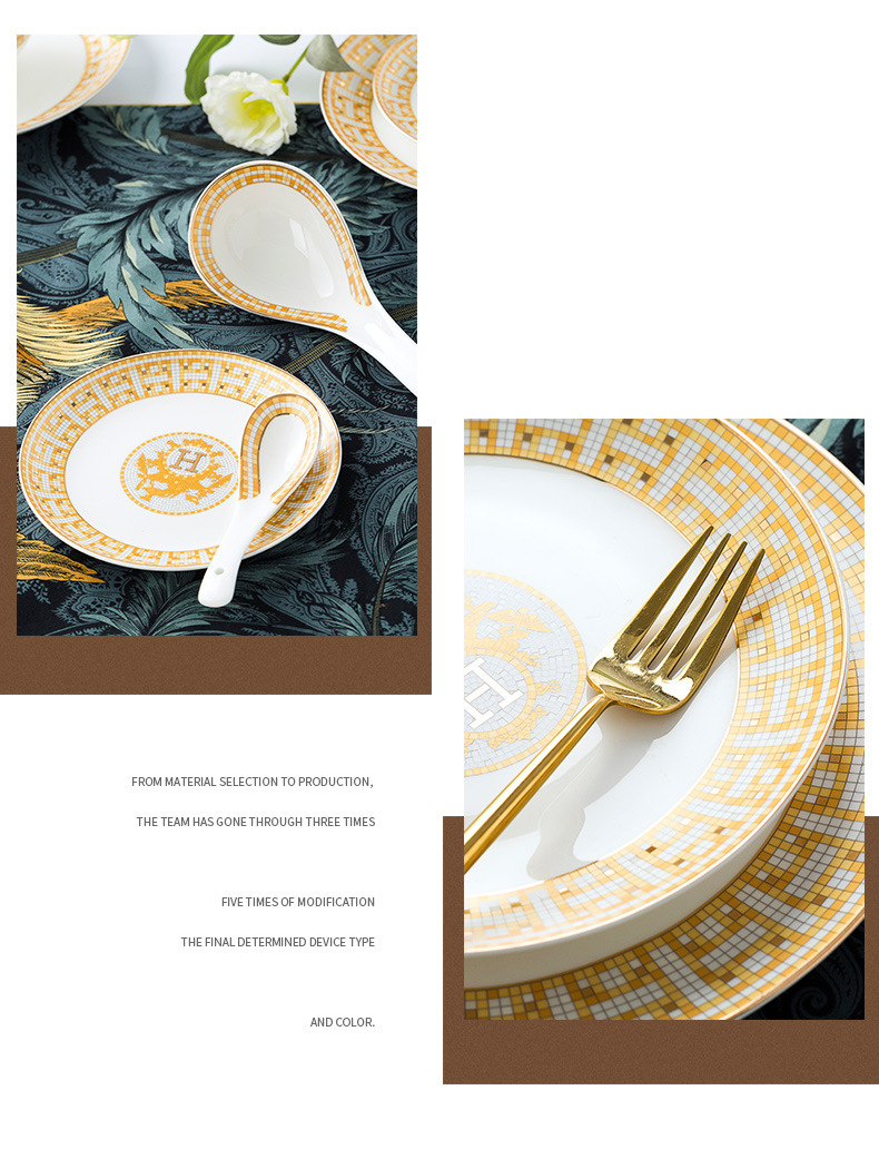 Jingdezhen ceramic plate export gift dishes household bowl bone China bowl set kitchenware porcelain bowl wholesale