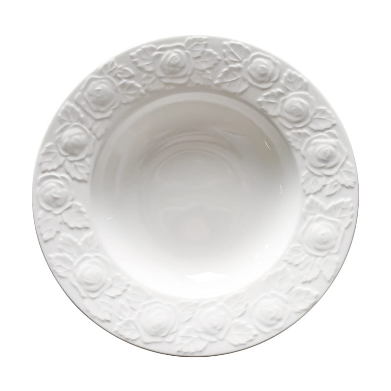 Bone China tableware pure white ceramic high-grade relief rose bowl set household high appearance level noodle bowl rice bowl plate