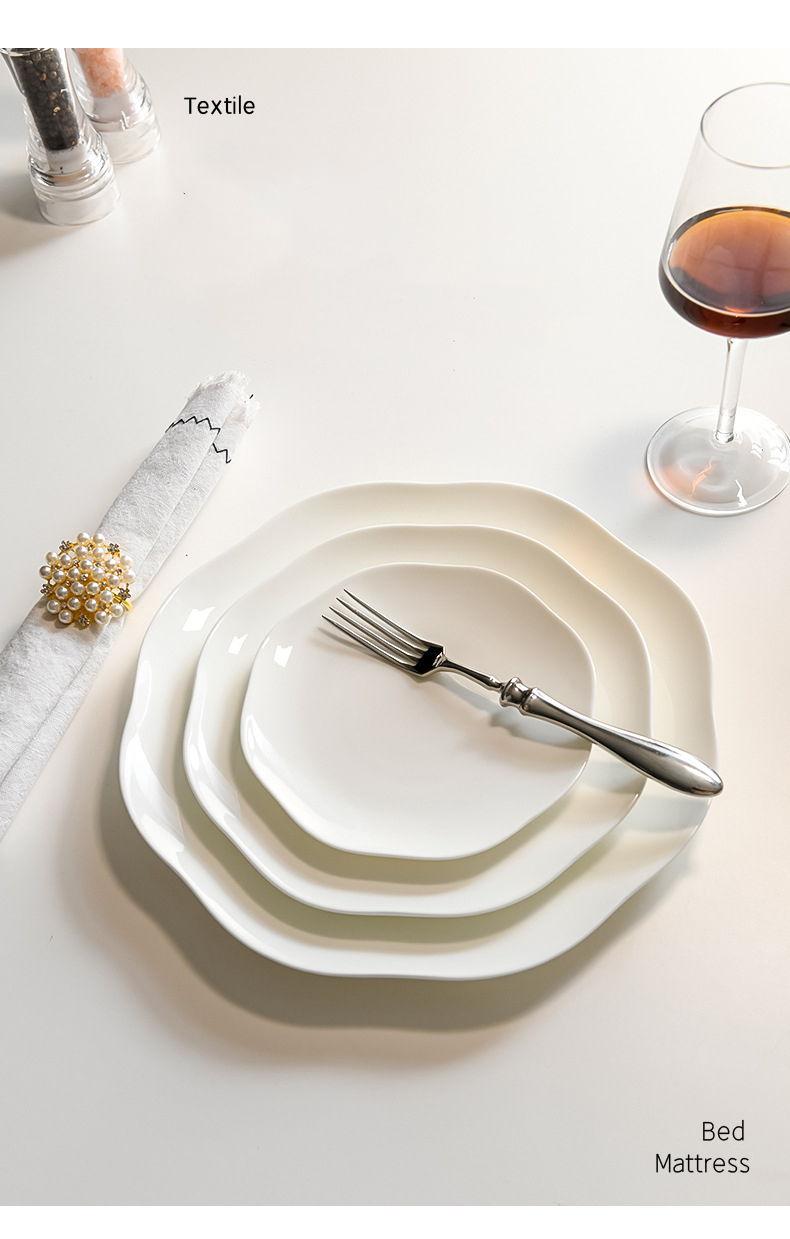 Bone China bowl dish Household bowl chopsticks ceramic European plate Dish plate Eating rice bowl soup bowl New tableware soup bowl set