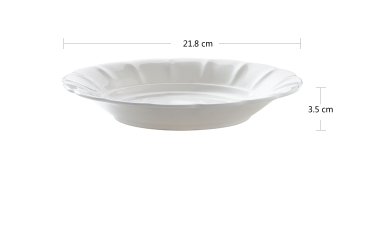 Flower relief pure white bone China tableware 7.5/8 inch soup plate Hot dish Deep dish dish household ceramic