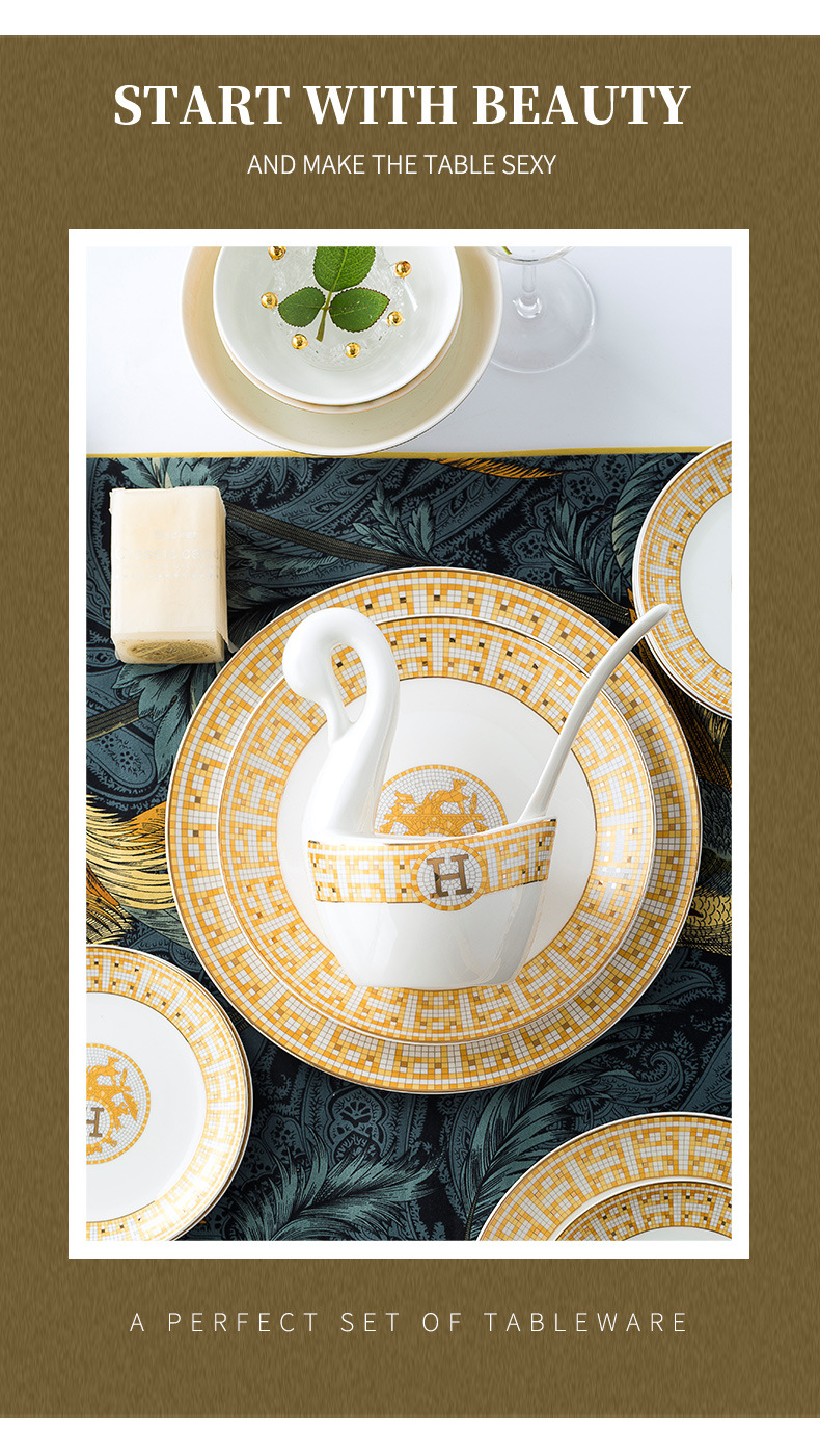 Jingdezhen ceramic plate export gift dishes household bowl bone China bowl set kitchenware porcelain bowl wholesale
