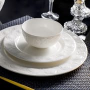 Bone China tableware pure white ceramic high-grade relief rose bowl set household high appearance level noodle bowl rice bowl plate