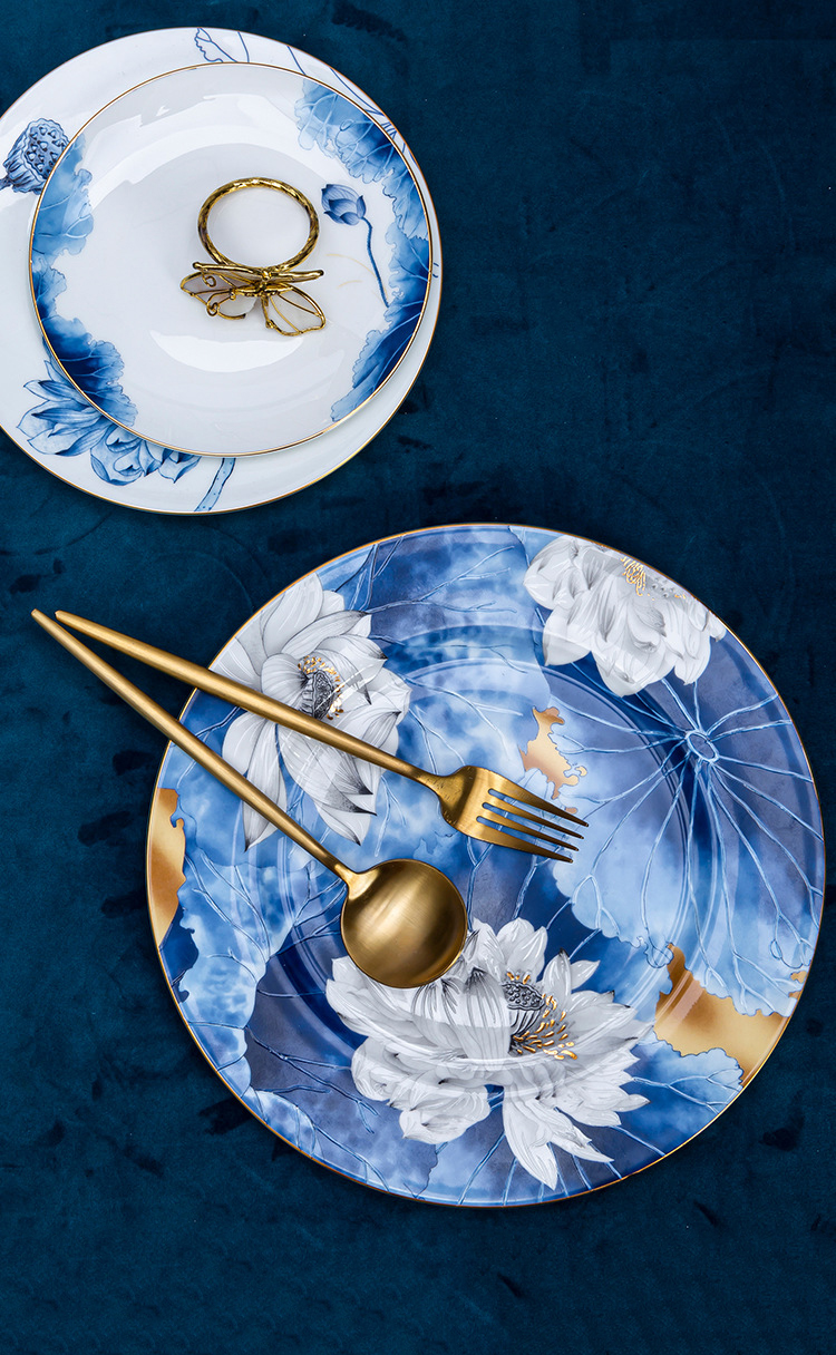 Jingdezhen household porcelain bowl enamel plate Nordic bowl gift bone China ceramic hotel table