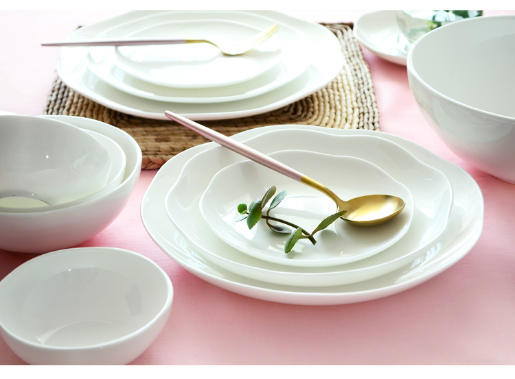 Pure white bone China tableware bowl platter platter platter Hot dish deep dish soup plate stir-fry plate rice bowl soup bowl wholesale