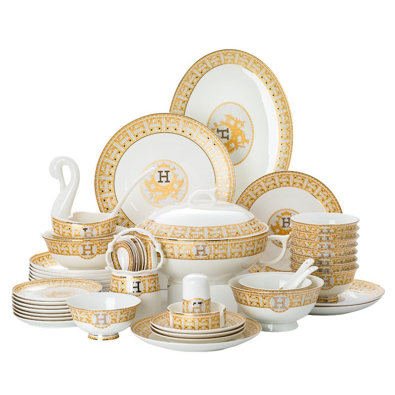 Jingdezhen ceramic plate export gift dishes household bowl bone China bowl set kitchenware porcelain bowl wholesale