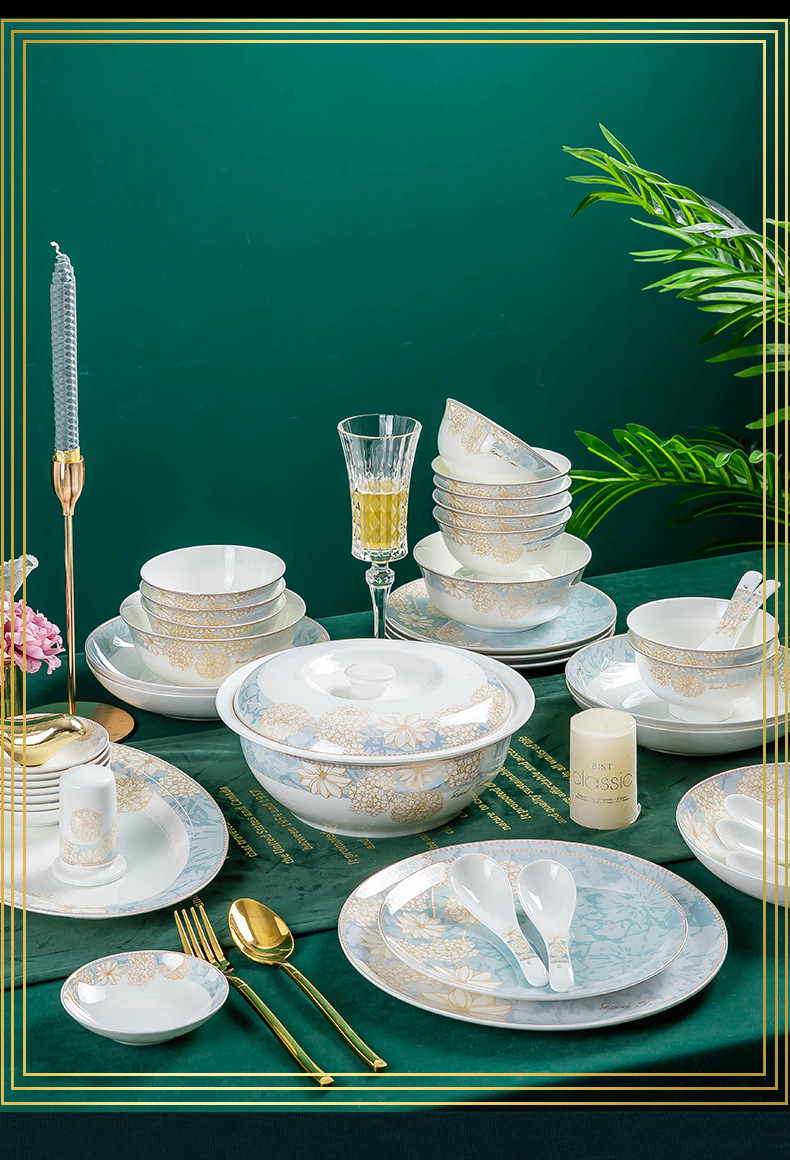 Jingdezhen ceramic tableware dish set Nordic bone China bowl plate stall wholesale bowl household set gift box