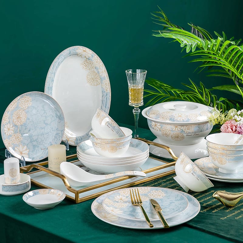 Jingdezhen ceramic tableware dish set Nordic bone China bowl plate stall wholesale bowl household set gift box