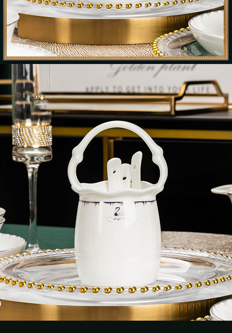 Jingdezhen ceramic tableware set dish dish welfare gift porcelain bowl Nordic home bone China plate daily bowl