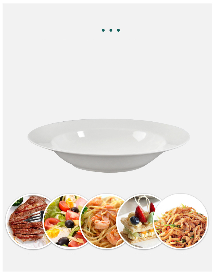 Round bone China straw hat plate wholesale dish Ceramic household deepen plate spaghetti plate Western plate tableware