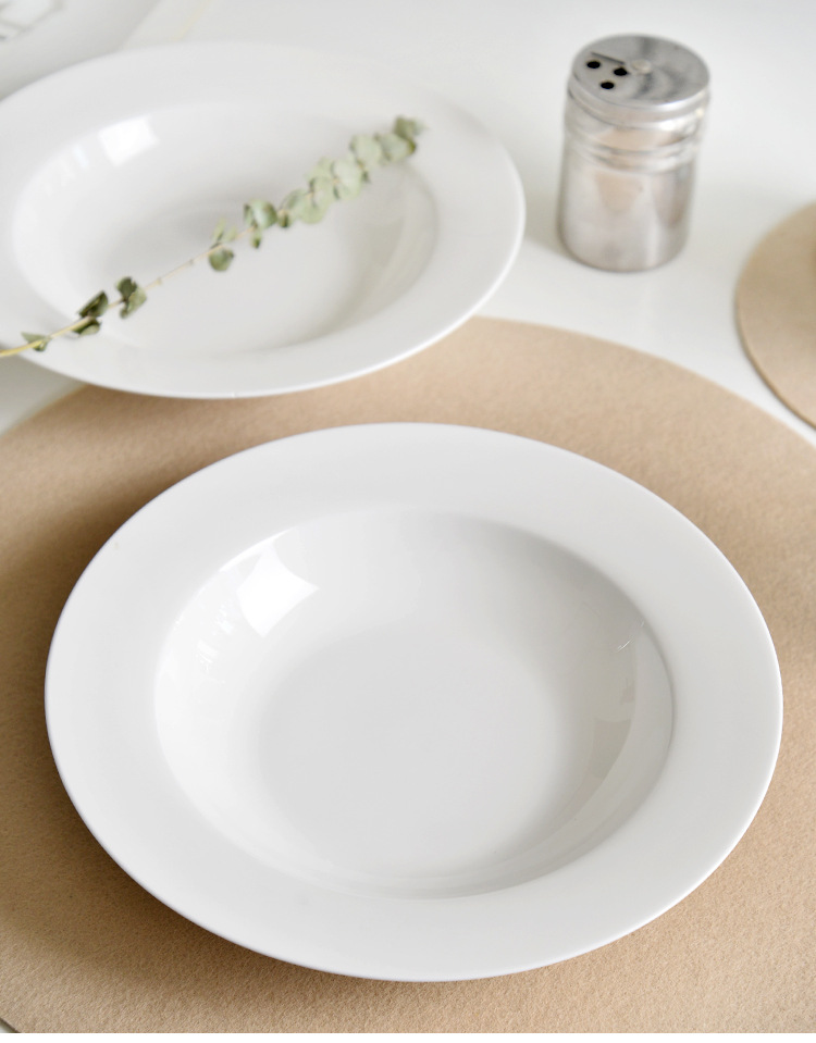 Round bone China straw hat plate wholesale dish Ceramic household deepen plate spaghetti plate Western plate tableware