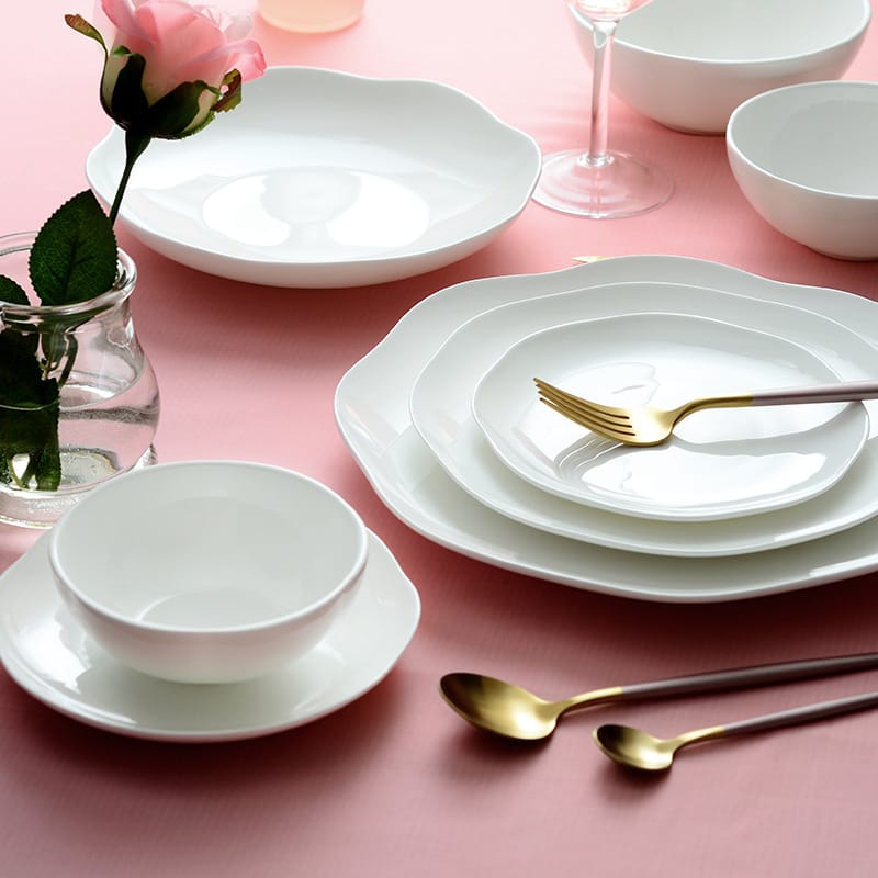 Pure white bone China tableware bowl platter platter platter Hot dish deep dish soup plate stir-fry plate rice bowl soup bowl wholesale