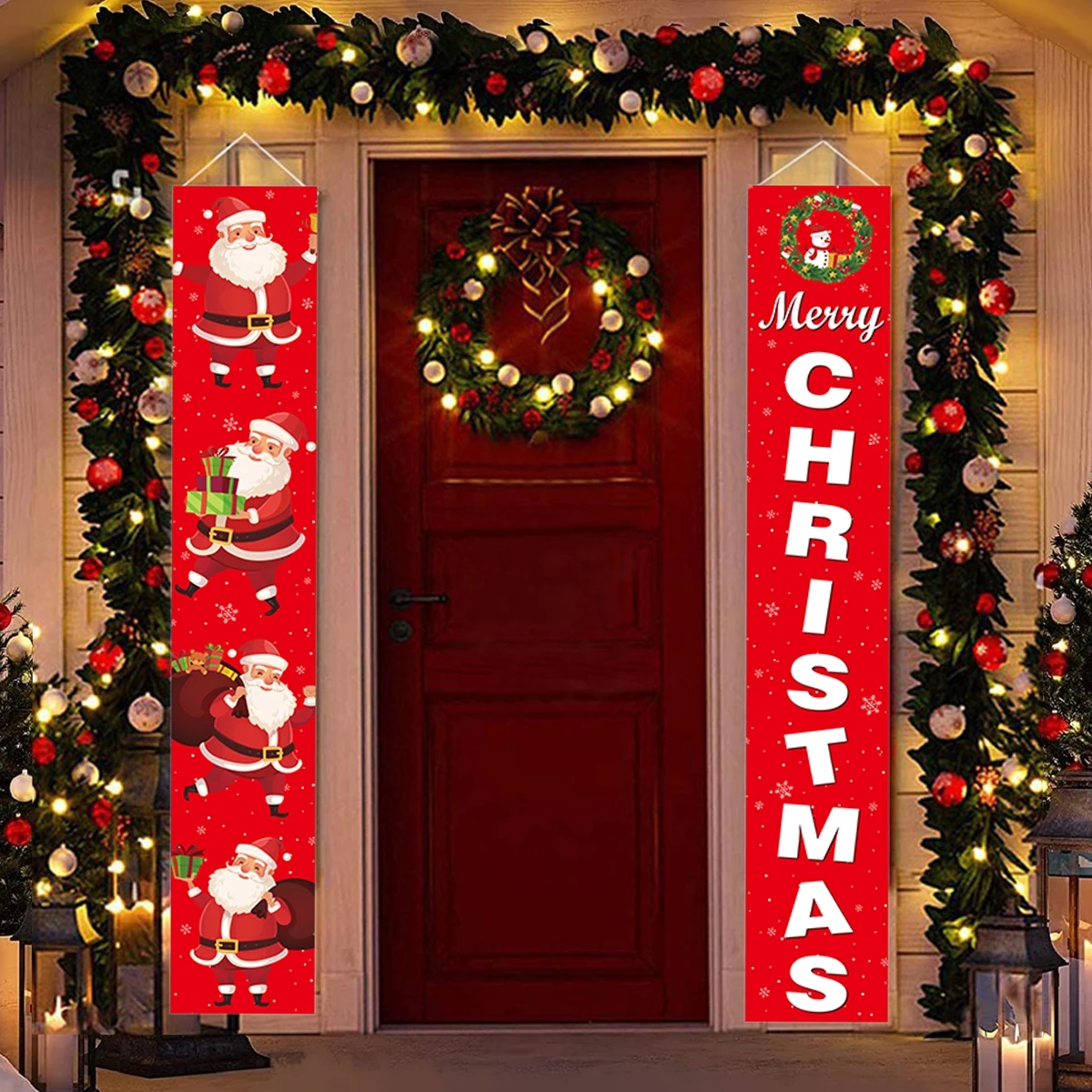 Santa Claus Christmas Door Banner Merry Christmas Decorations For Home 2023 Navidad Kerst Noel Natal Xmas Door Ornaments Decor