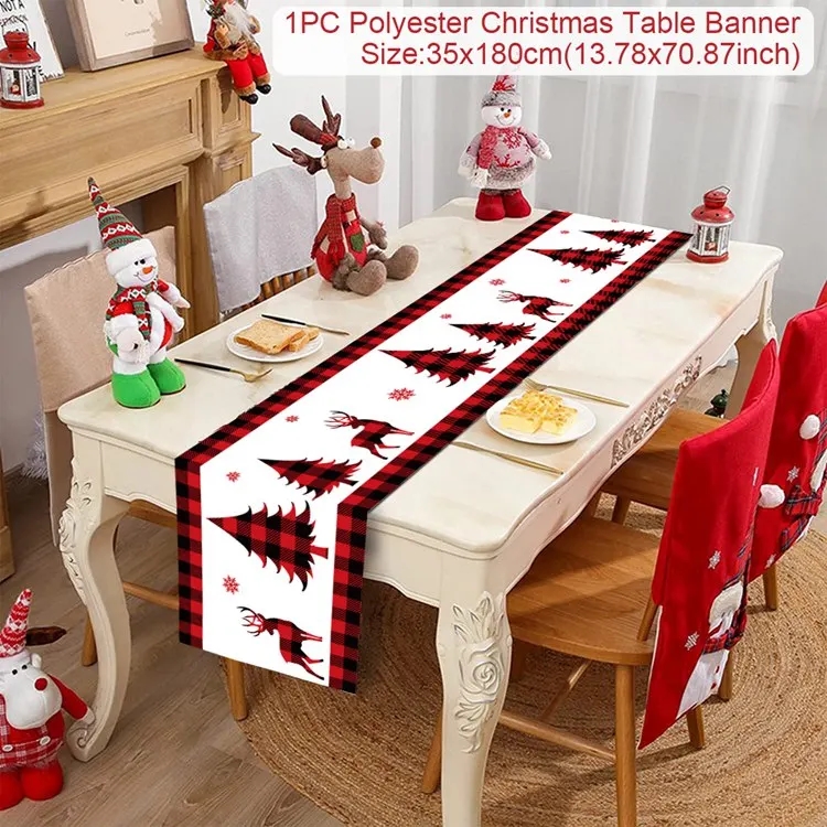 Christmas Tablecloth Merry Christmas Decorations for Home 2023 Navidad Noel Xmas Table Decor Natal Kerst Decor New Year 2024