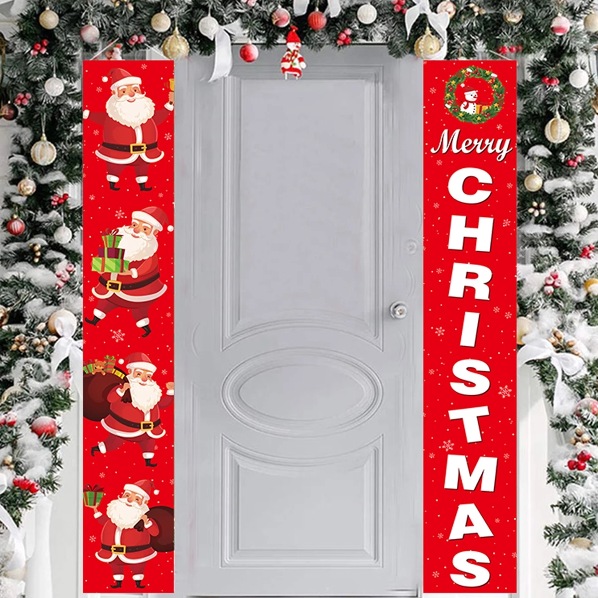 Santa Claus Christmas Door Banner Merry Christmas Decorations For Home 2023 Navidad Kerst Noel Natal Xmas Door Ornaments Decor