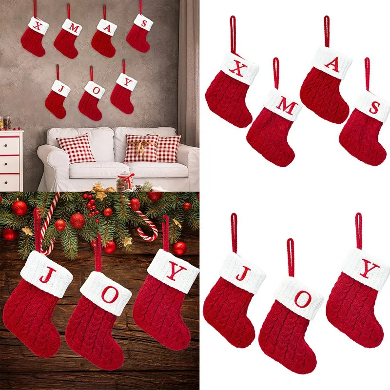 Christmas Alphabet Knitting Socks Christmas Tree Ornaments Christmas Decorations For Home 2023 Navidad Noel 2024 Xmas Gift
