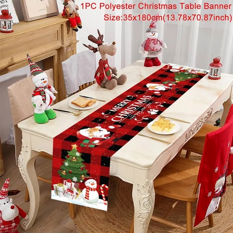 Christmas Tablecloth Merry Christmas Decorations for Home 2023 Navidad Noel Xmas Table Decor Natal Kerst Decor New Year 2024