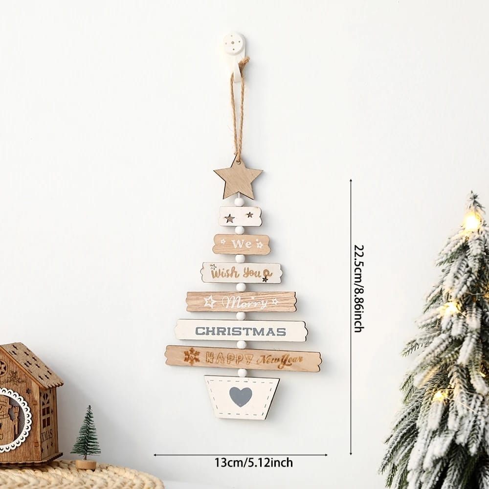 1Pc Wooden Christmas Tree Pendant Merry Christmas Home Party Decorations Door Wall Room Winter Ornaments New Year 2023 Navidad