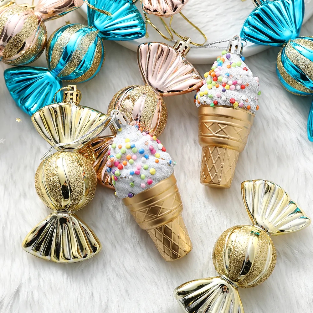 3Pcs/Set Christmas Ice Cream Candy Pendant Cute Merry Christmas Hanging Ornaments Xmas Tree Home Party Decorations Noel Navidad