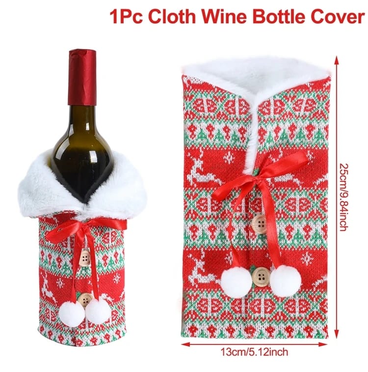 Christmas Santa Claus Wine Bottle Cover Merry Christmas Decorations for Home 2023 Navidad Noel Kerst Xmas Gifts Decor New Year