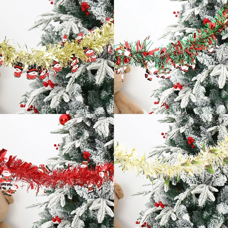 Iridescent Artificial Madder Colorful Foil Tassel Garland Merry Christmas Decorations For Home 2023 Navidad Xmas Tree Decor Noel