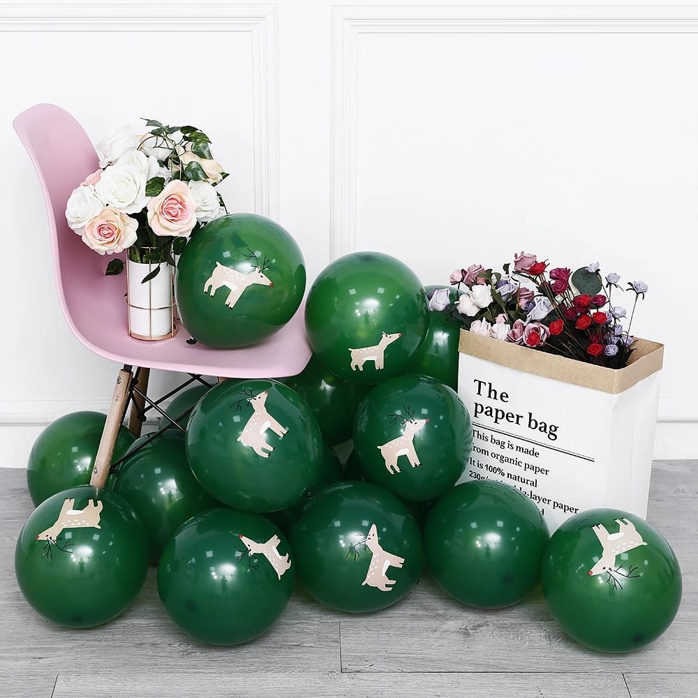15pcs 10inch Christmas Latex Balloons Golden Green Balloon Christmas Tree Kids Birthday Party Decorations Wedding New Year Decor