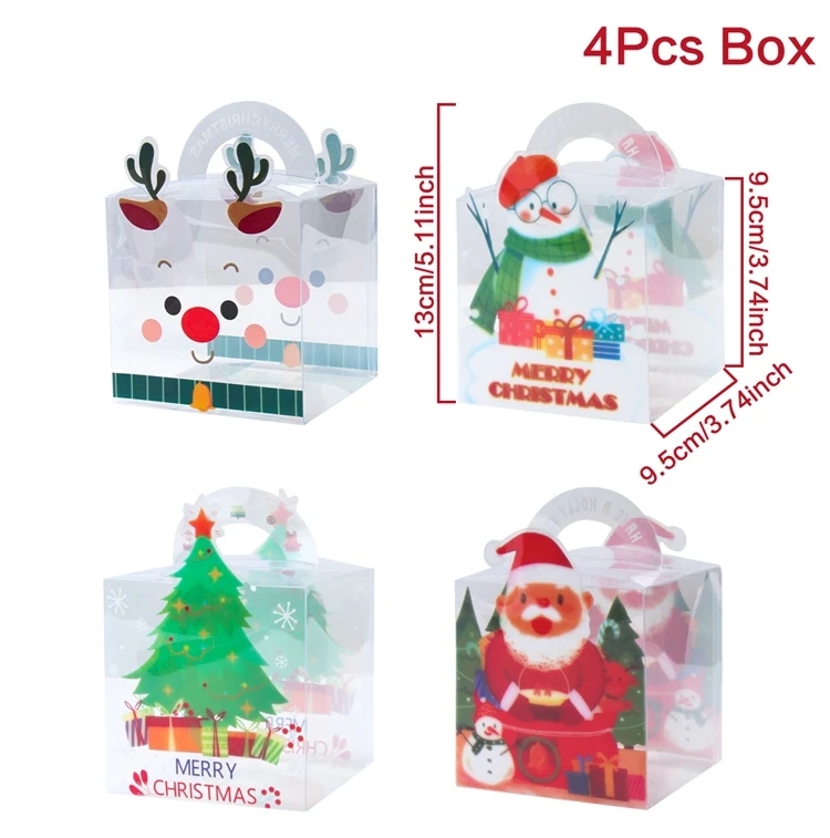 Christmas Transparent Candy Box Merry Christmas Decoration For Home 2023 Navidad Xmas Ornaments Gifts Noel Natal Kerst New Year