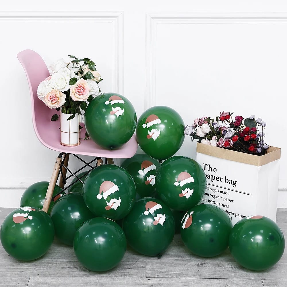 15pcs 10inch Christmas Latex Balloons Golden Green Balloon Christmas Tree Kids Birthday Party Decorations Wedding New Year Decor