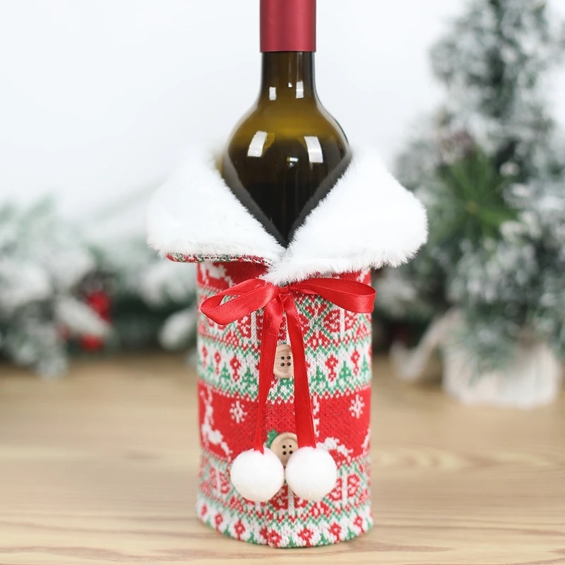 Christmas Santa Claus Wine Bottle Cover Merry Christmas Decorations for Home 2023 Navidad Noel Kerst Xmas Gifts Decor New Year