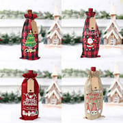 Christmas Burlap Wine Bags Christmas Decorations For Home 2023 Navidad Noel Kerst Natal Xmas Wine Bottle Covers New Year 2024