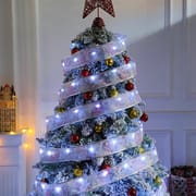 10M Christmas Decoration Xmas Tree Ribbon Fairy Light Ornaments Home Xmas String Lights Navidad Christmas Ribbon With LED Lights