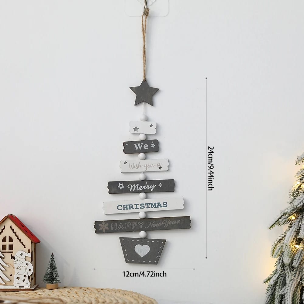 1Pc Wooden Christmas Tree Pendant Merry Christmas Home Party Decorations Door Wall Room Winter Ornaments New Year 2023 Navidad